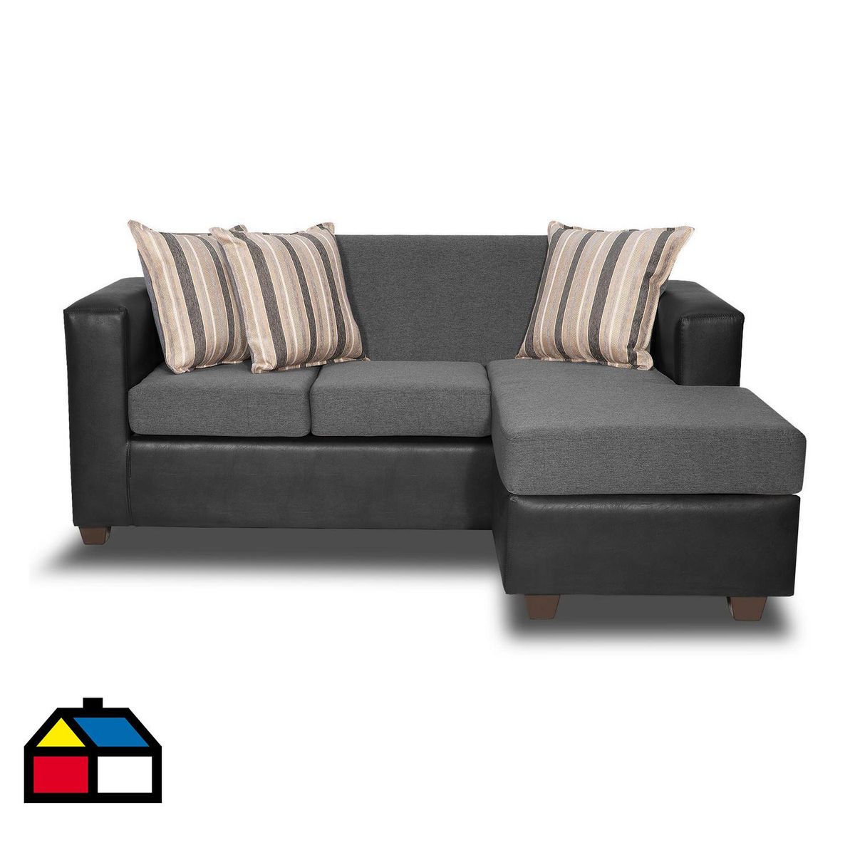 INTERMUEBLES - Sofá Seccional 4 cuerpos Invictus 186x87x80 cm Gris Oscuro