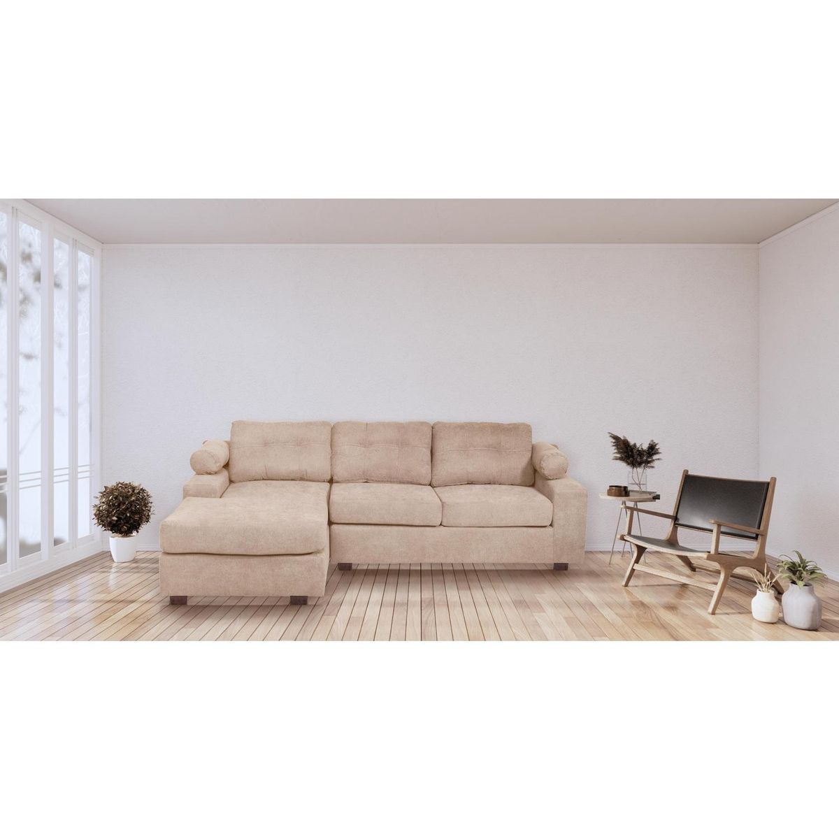 INTERMUEBLES - Sofá Seccional 3 cuerpos Santi 170x95x90 cm Beige