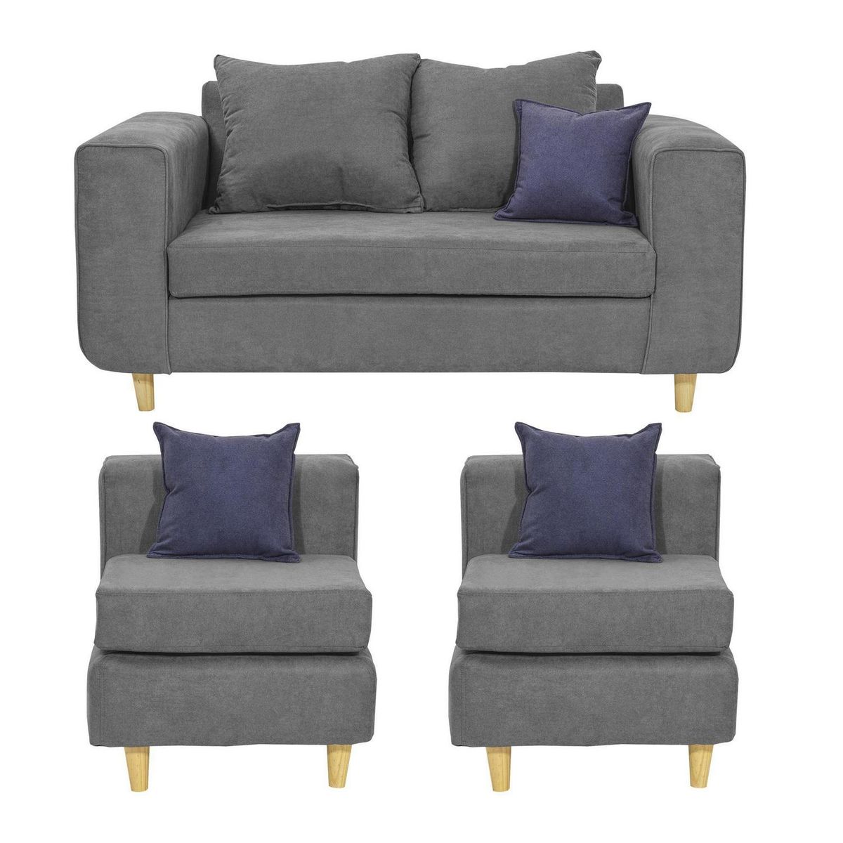 INTERMUEBLES - Living 2 cuerpos Eagle 165x81x89 cm Gris