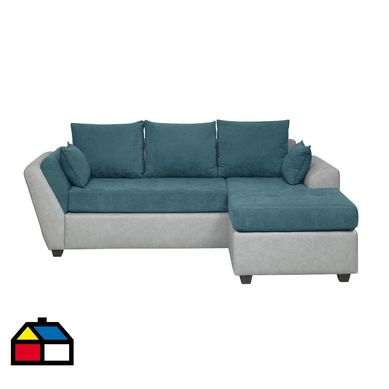 Seccional Bolonia derecho tela verde / pu gris