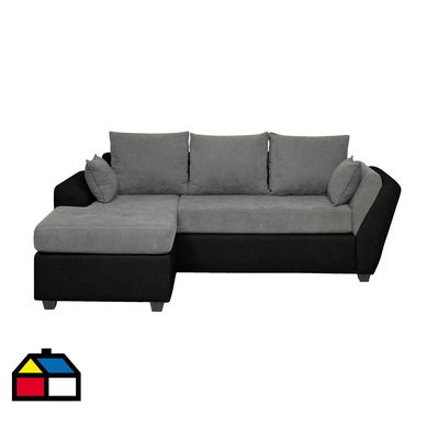 Seccional Bolonia izquierdo tela gris / pu negro