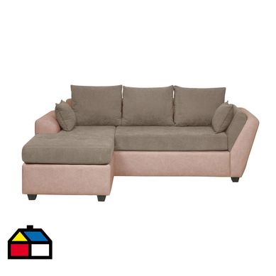 Seccional Bolonia izquierdo tela arena / pu rosa