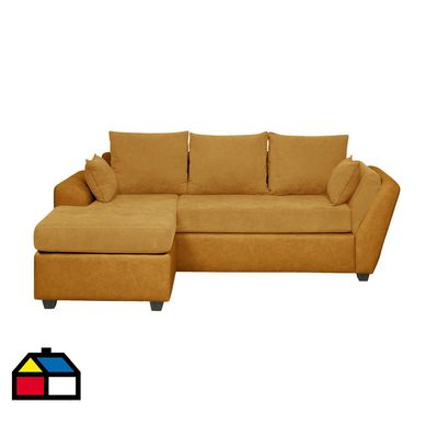 Seccional Bolonia izquierdo tela mostaza / pu amarillo