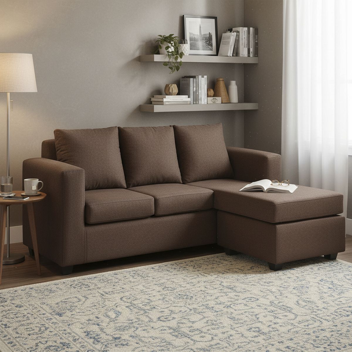 INTERMUEBLES - Sofá Seccional 4 cuerpos Marco 186x87x80 cm Beige