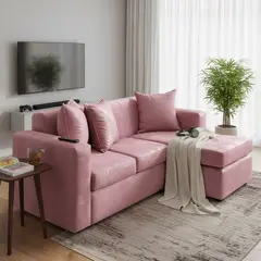 INTERMUEBLES - Sofá Seccional 4 cuerpos Marco 186x87x80 cm Rosado