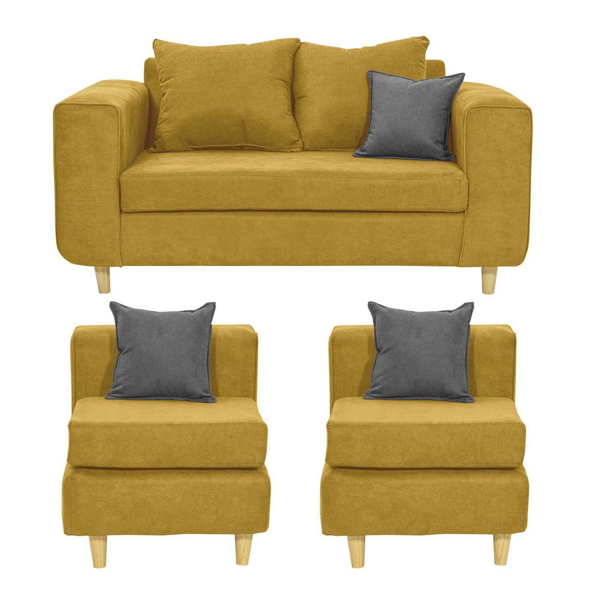 INTERMUEBLES - Living 4 cuerpos Eagle 165x81x89 cm Amarillo
