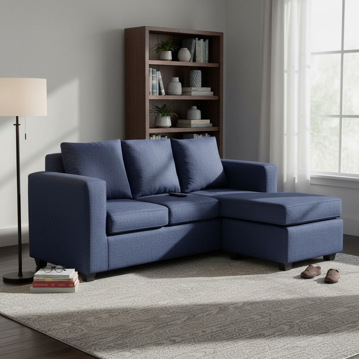 INTERMUEBLES - Sofá Seccional 4 cuerpos Marco 186x87x80 cm Azul
