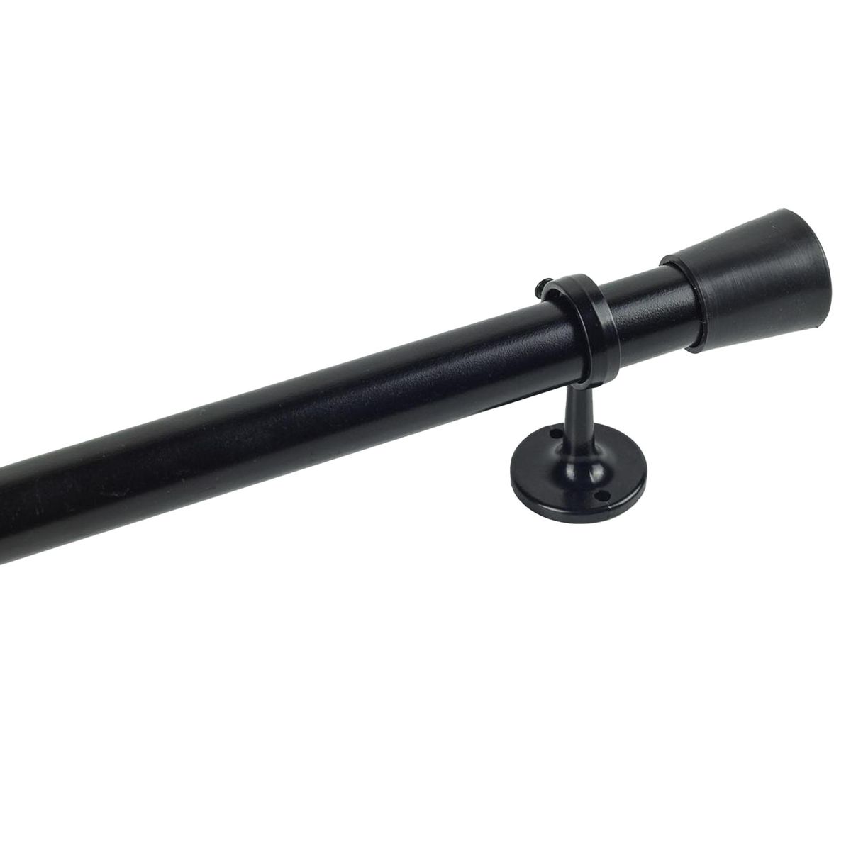 DECOR - Set Barra de Cortina Simple 21 mm 1.4 m Metal Negro