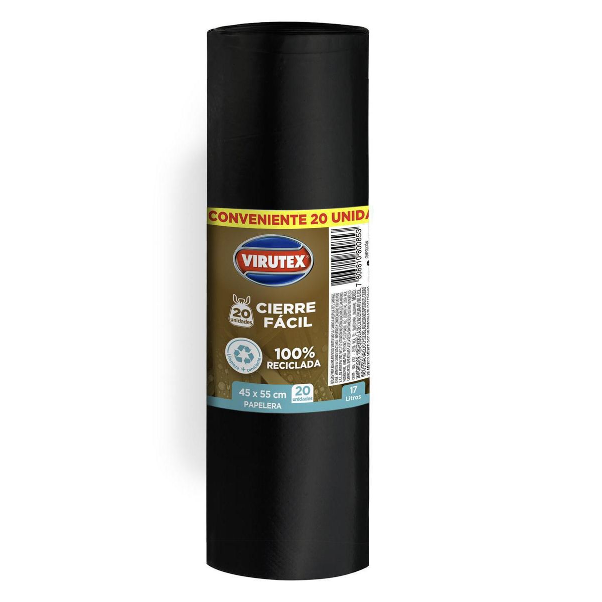 VIRUTEX - Bolsa de basura cierre fácil 20 unds 45x55cm