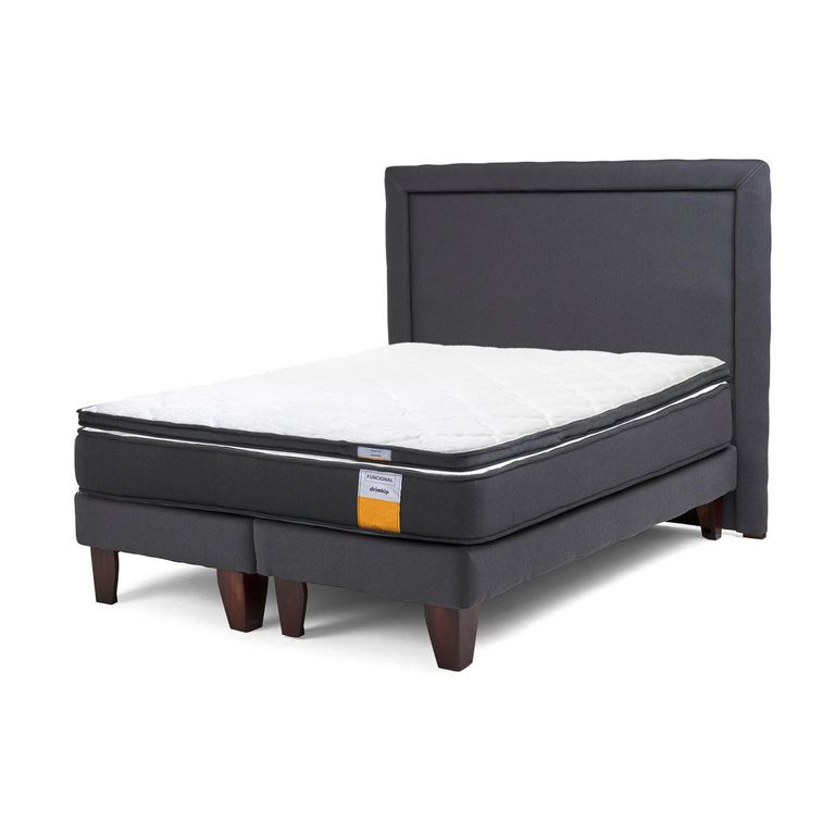 Cama Europea Funcional Super King + Respaldo + Topper