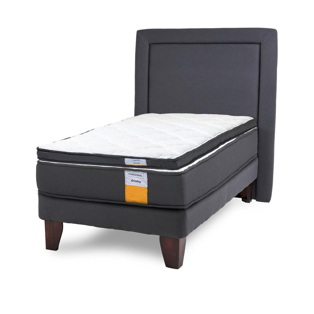 DRIMKIP - Cama Europea funcional 1.5 pl + respaldo + topper