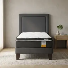 DRIMKIP - Cama Europea Funcional 1 Pl Plus + Respaldo + Topper