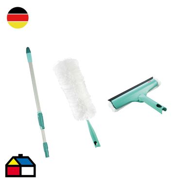 Set limpieza plumero duster xl + limpiaventanas y palo telescpico.