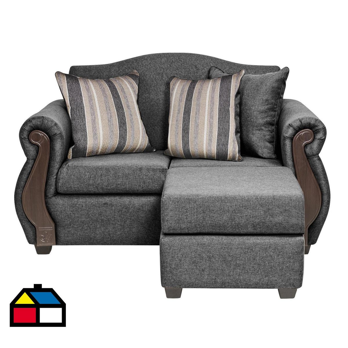 INTERMUEBLES - Sofá Modular 3 cuerpos New Bugambilia 150x93x83 cm Gris Oscuro