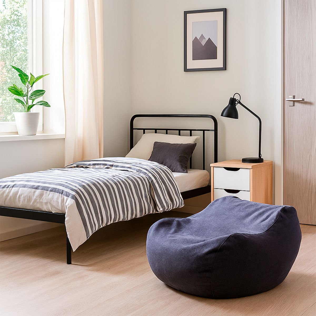 INTERMUEBLES - Pouf 1 cuerpo Paris 75x105x105 cm Negro