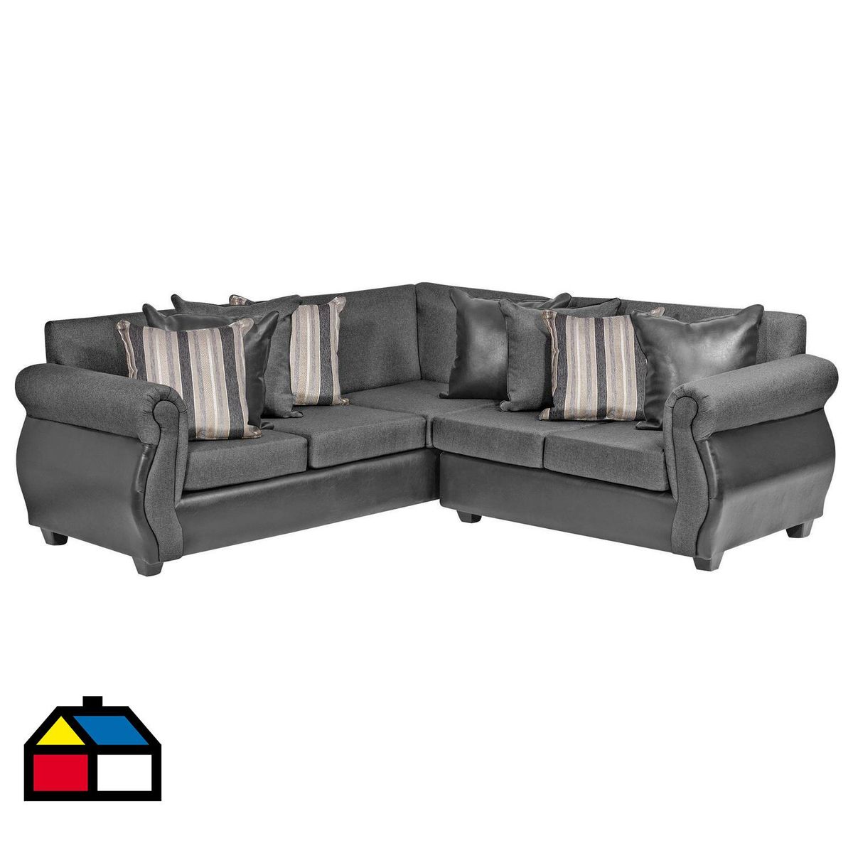 INTERMUEBLES - Sofá Seccional 5 cuerpos Violeta 216x86x81 cm Gris Oscuro