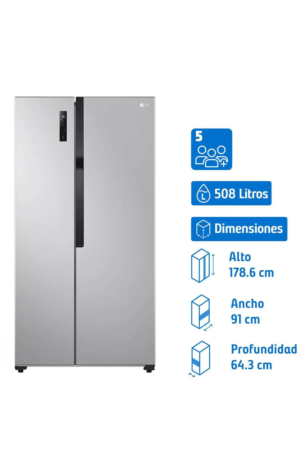 LG Refrigerador Side by Side No Frost 509 Litros Inox GS51MPP