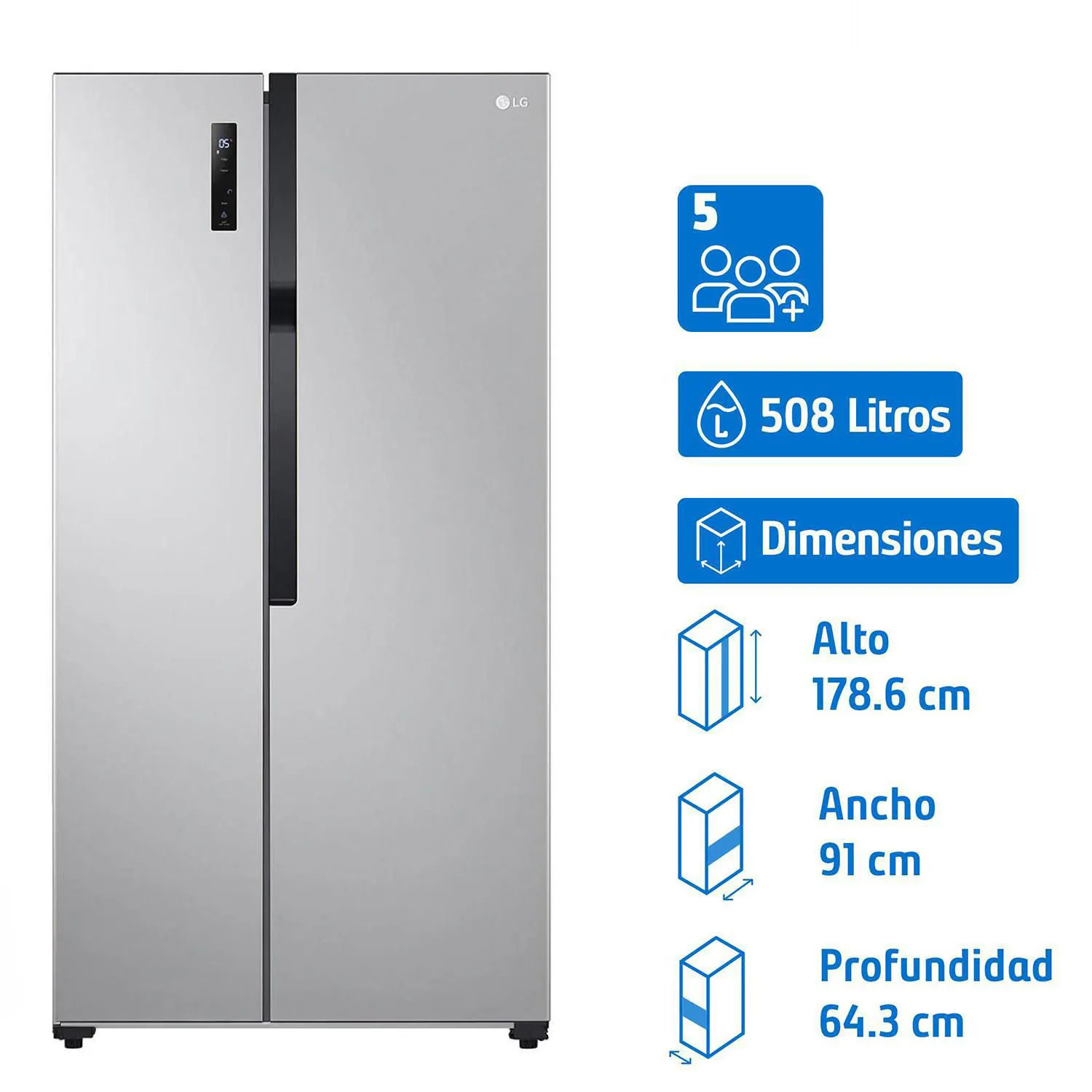 LG Refrigerador Side by Side No Frost 509 Litros Inox GS51MPP