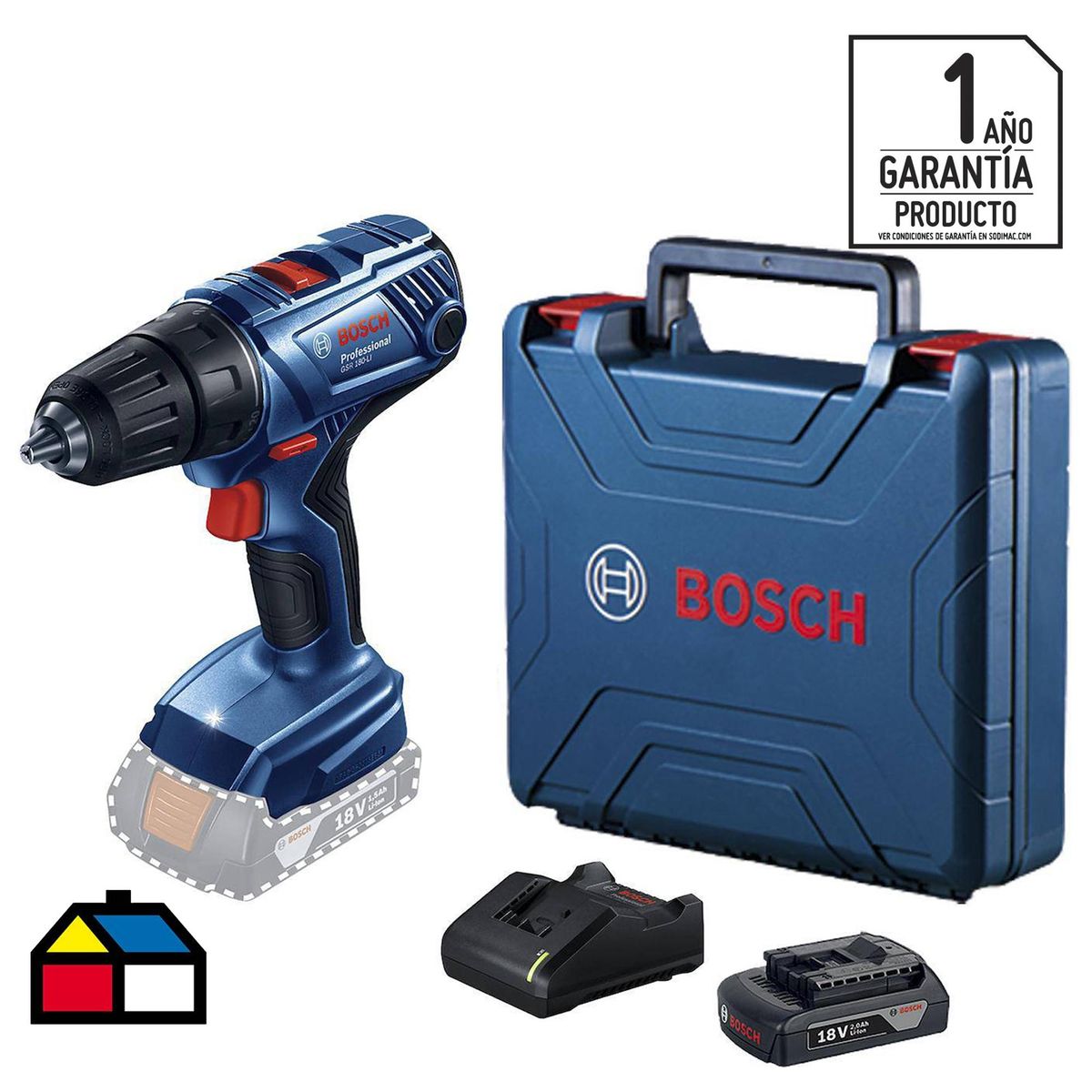 BOSCH - Taladro inalámbrico atornillador 13 mm 18V + 1 batería