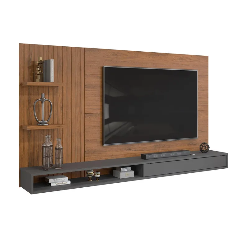 VEKKAHOME Panel Rack TV 60" Bento Gris 190x29.3x107.8 cm