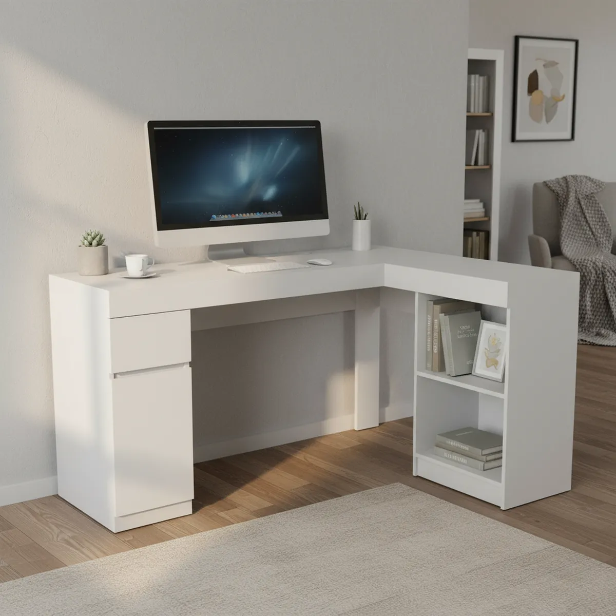 CIC - Escritorio en L Esquinero Palermo Blanco 151.5x80x115 cm