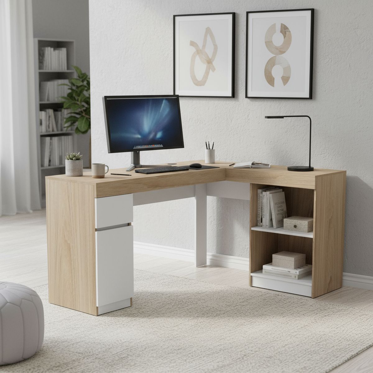 CIC - Escritorio en L Esquinero Palermo Café/Blanco 151.5x80x115 cm