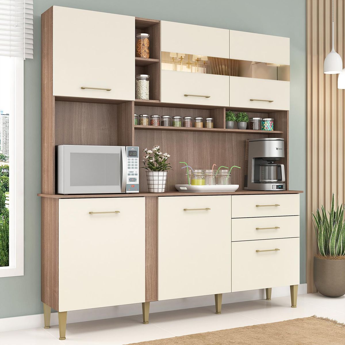 VEKKAHOME - Kit cocina Irma 182x39x200 beige
