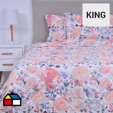 Plumn estampado liso king coral atenas