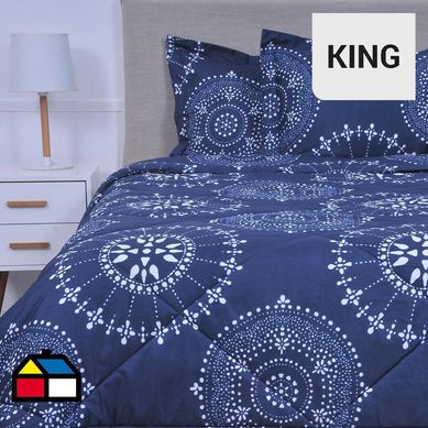 Plumn estampado liso king azul marte
