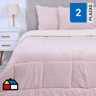 Plumn coral emboss 2 plazas rosado