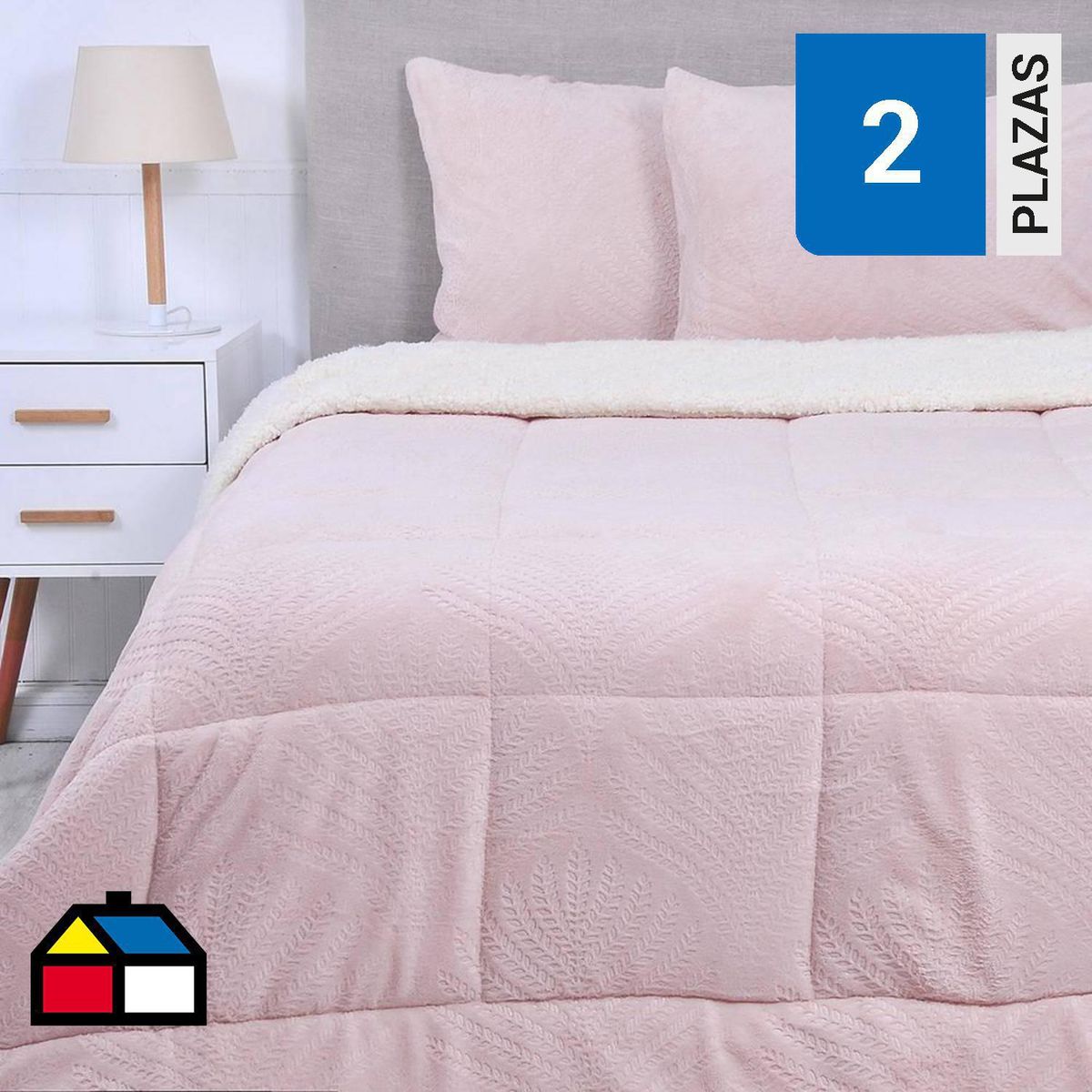 MASHINI - Plumón 2 plazas Coral Emboss Rosado 