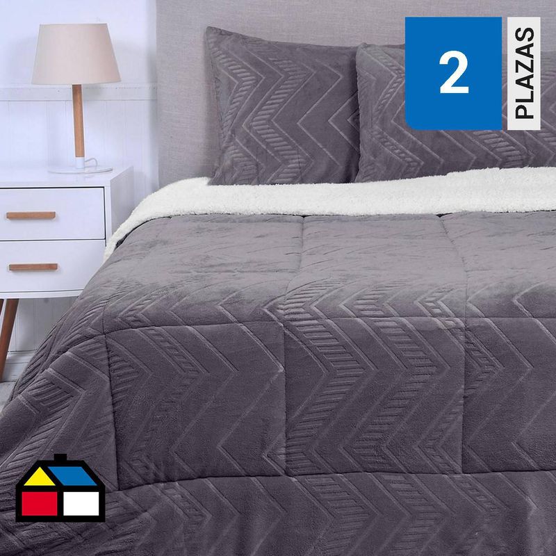 MASHINI - Plumón 2 plazas Coral Emboss Marengo