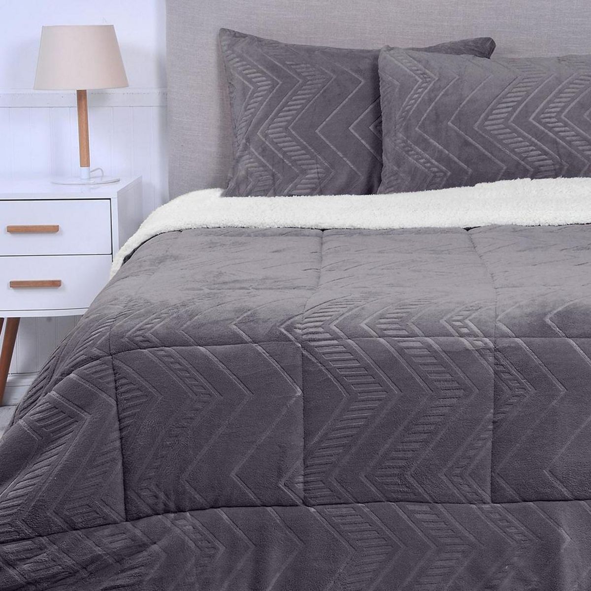 MASHINI - Plumón 2 plazas Coral Emboss Marengo 