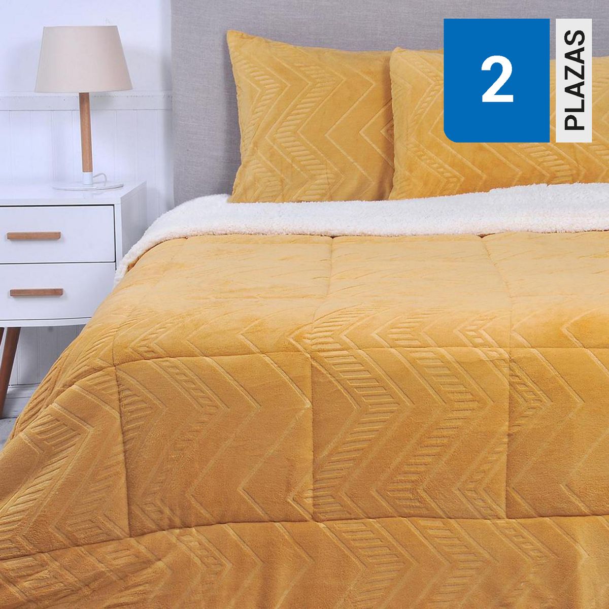 MASHINI - Plumón 2 plazas Coral emboss Amarillo 