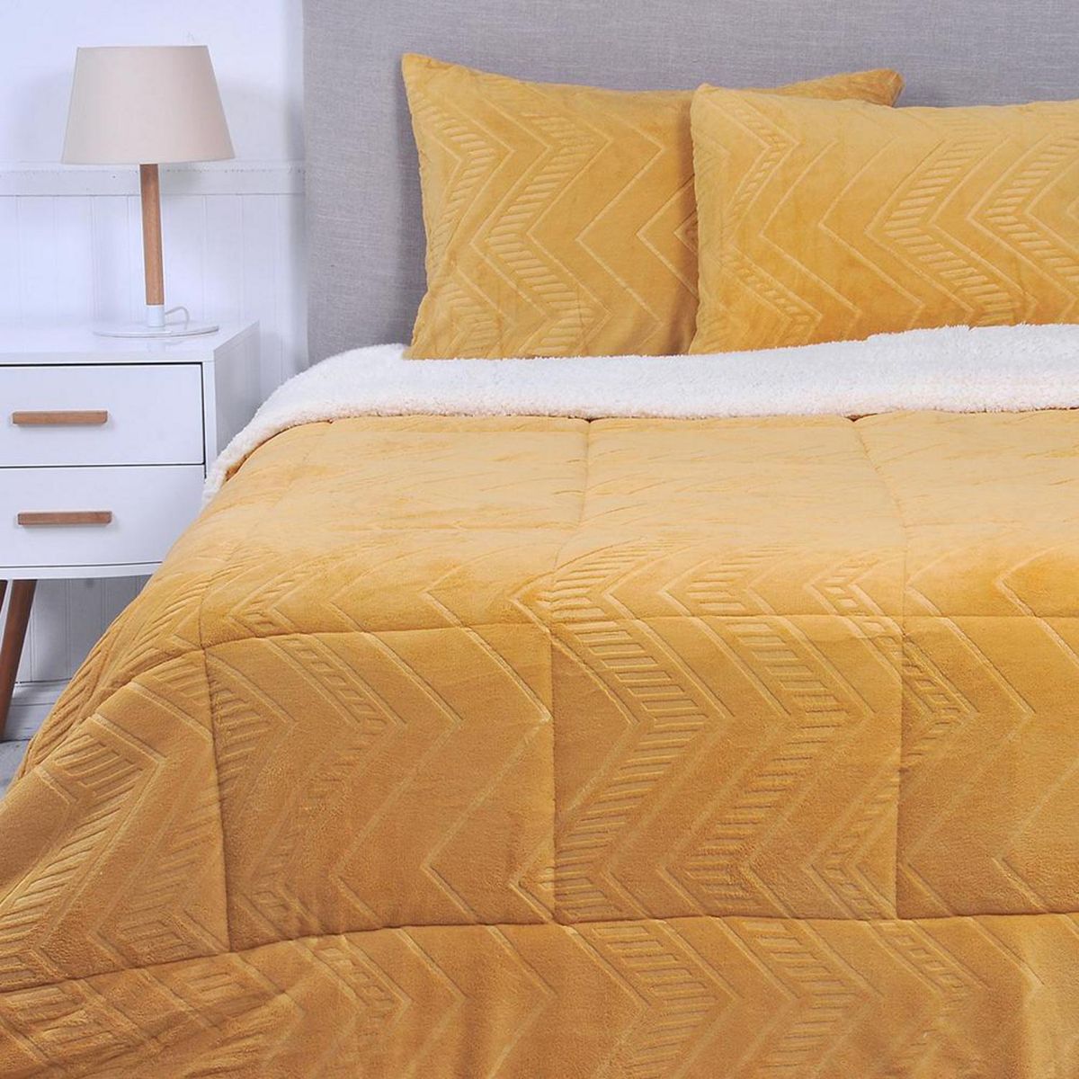 MASHINI - Plumón 2 plazas Coral emboss Amarillo 