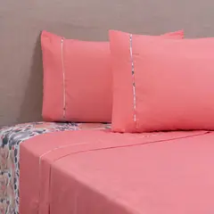 MASHINI - Sábana estampada lisa king coral atenas