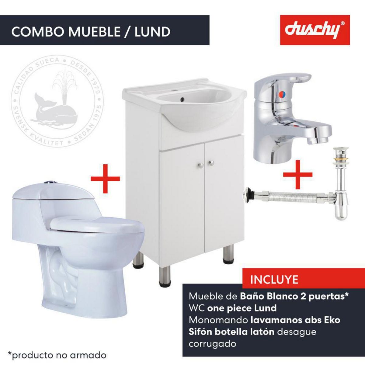 DUSCHY - Combo Mueble Blanco + Sanitario