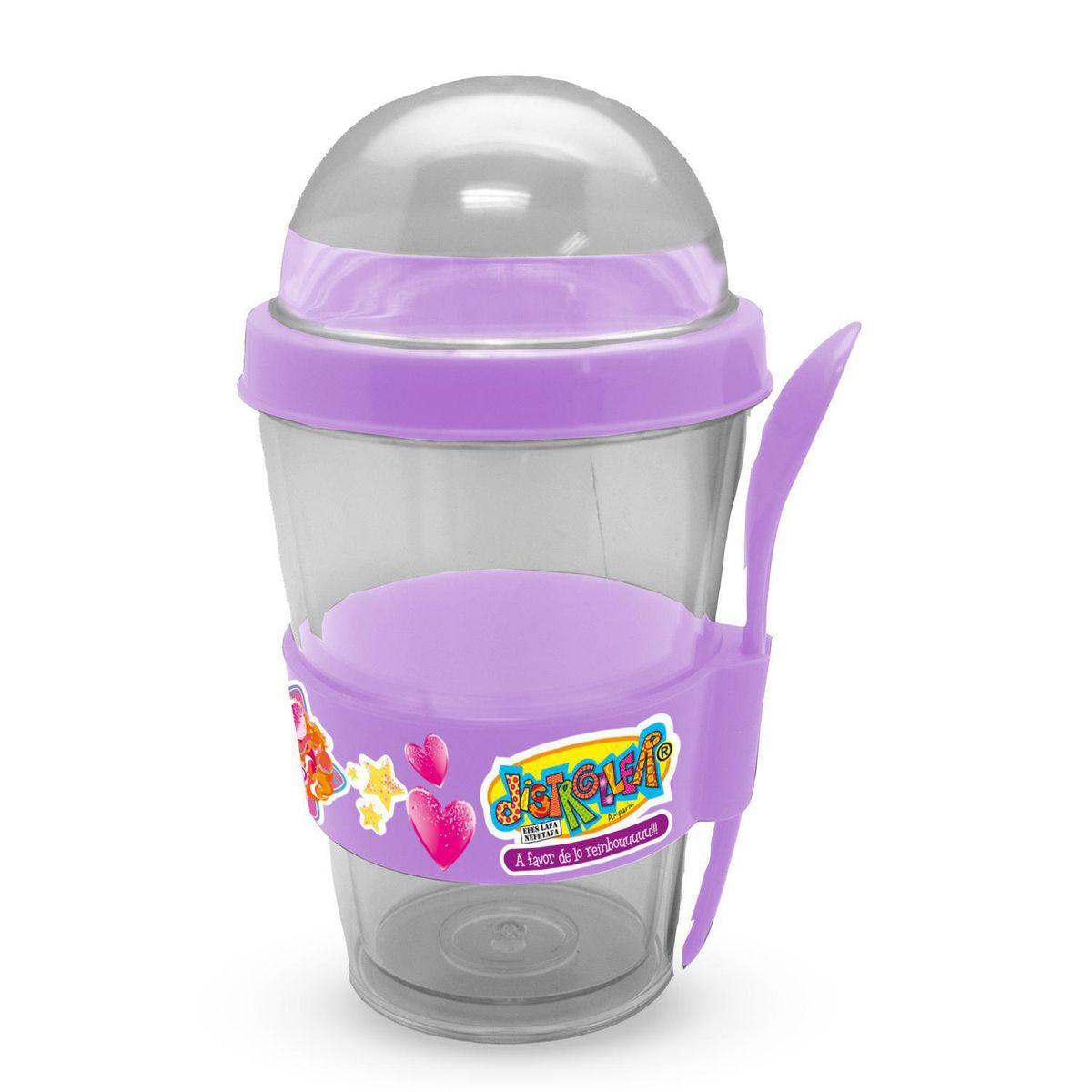 PRONOBEL - Vaso Yogurt Pronobel Distroller con Cuchara Morado 300 ml