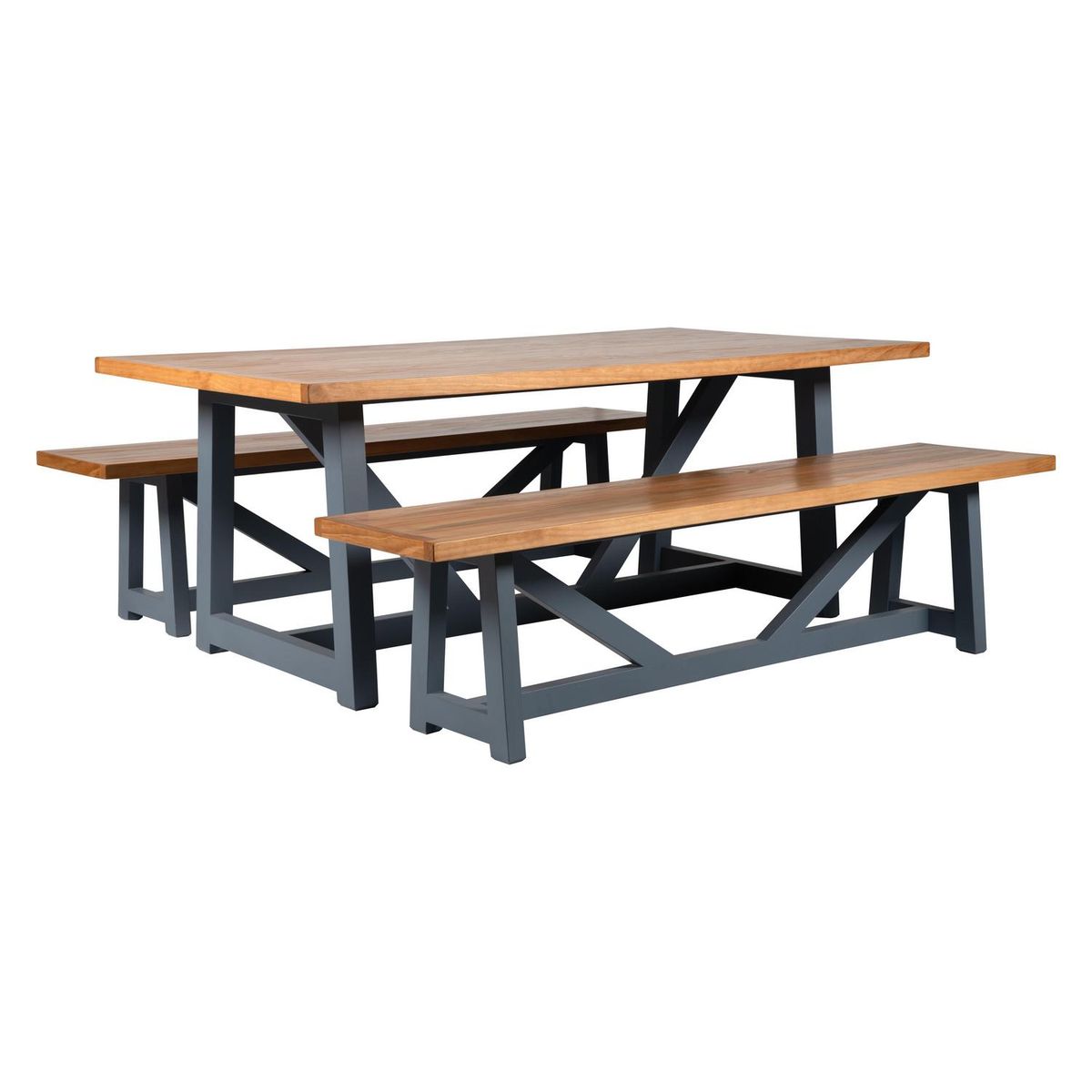 NUEVALINEA - Juego de Comedor Tunques 8 Sillas Mesa Rectangular 110x79x200 cm Café/Negro