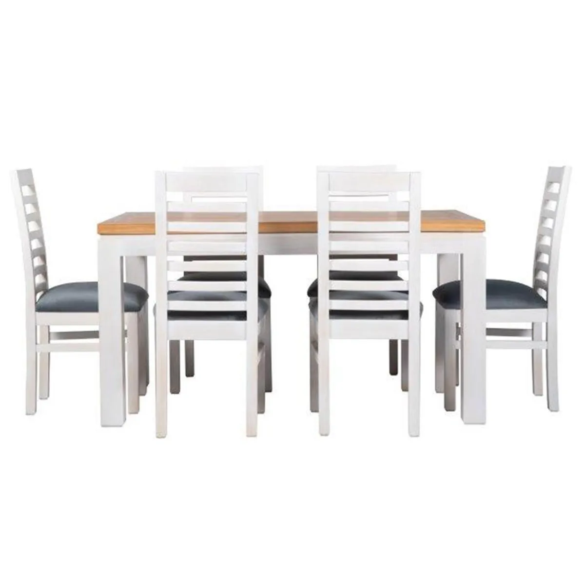 NUEVALINEA - Juego de Comedor Castilla 6 Sillas Mesa Rectangular 90x80x150 cm Blanco/Miel