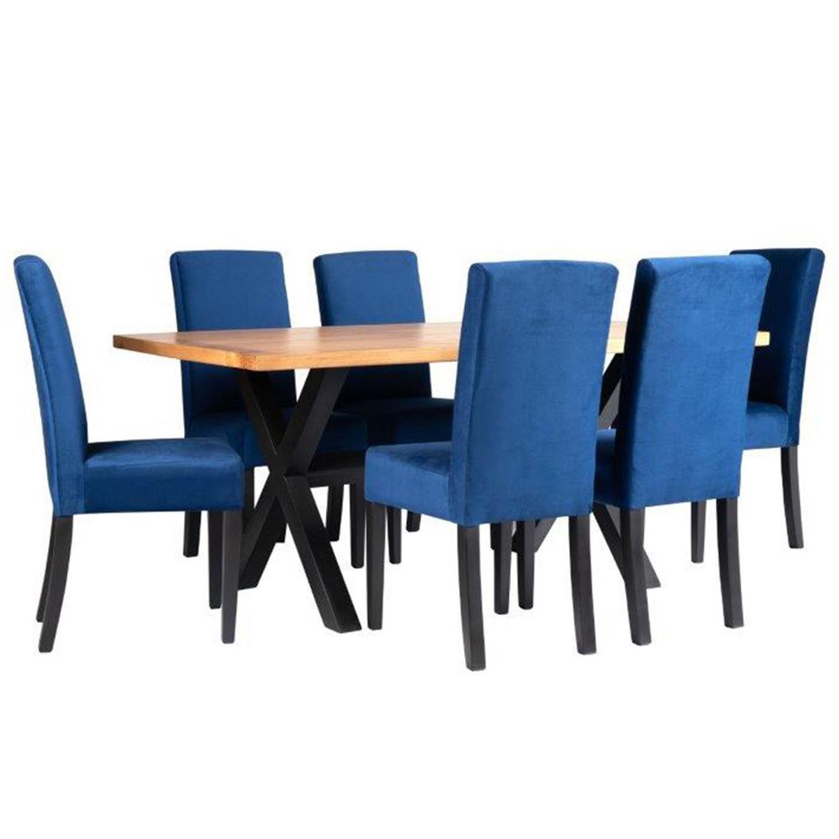 NUEVALINEA - Juego de Comedor Bariloche 6 Sillas Mesa Rectangular 100x80x180 cm Negro/Miel