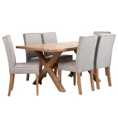 NUEVALINEA - Juego de Comedor Andino 6 Sillas Mesa Rectangular 100x80x180 cm Natural