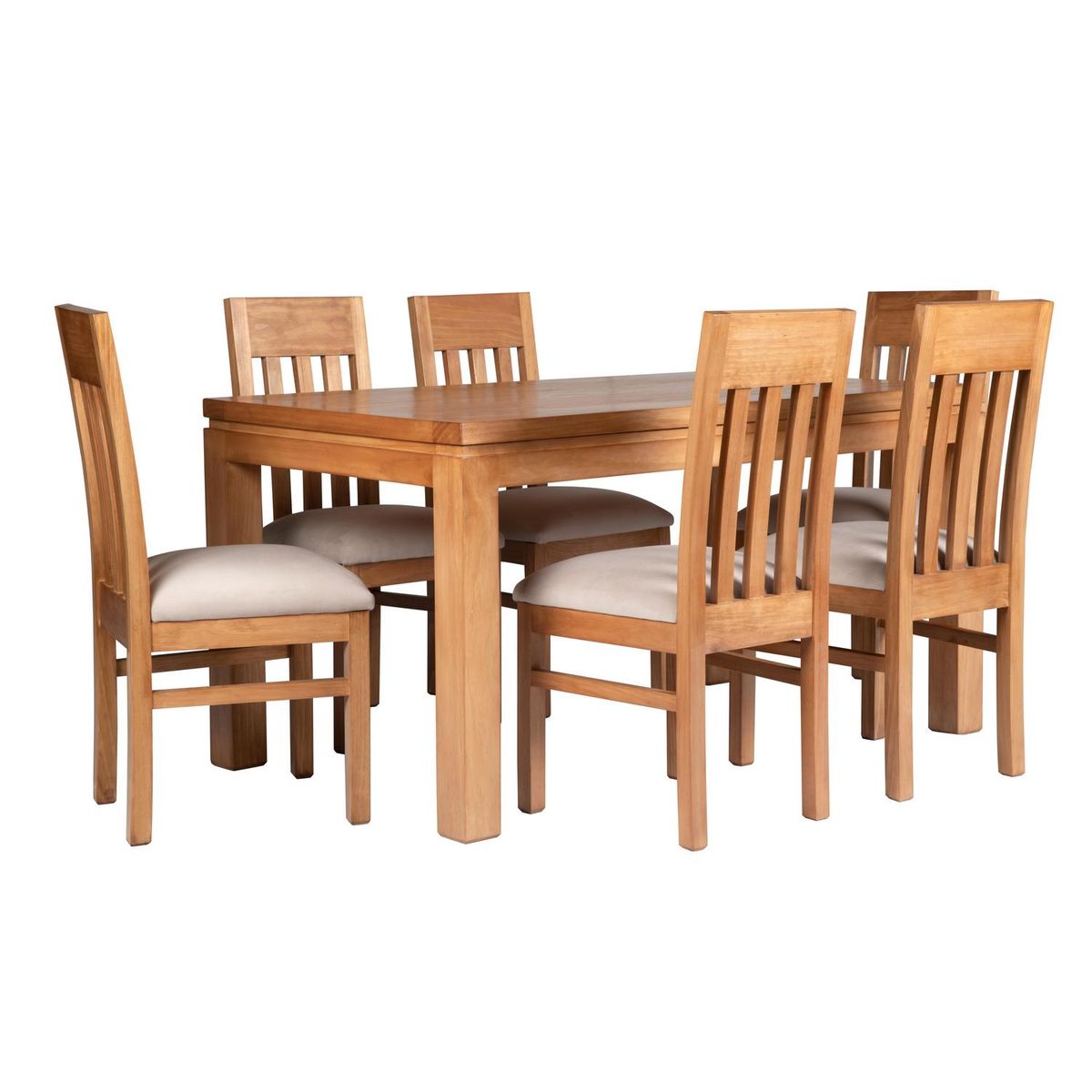 NUEVALINEA - Juego de Comedor Castilla 6 Sillas Mesa Rectangular 90x80x150 cm Miel