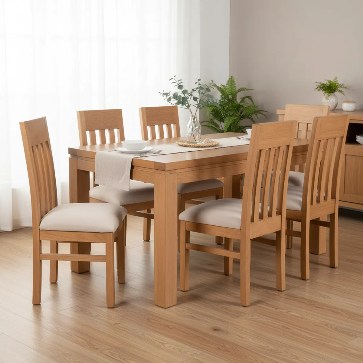 NUEVALINEA - Juego de Comedor Castilla 6 Sillas Mesa Rectangular 90x80x150 cm Café