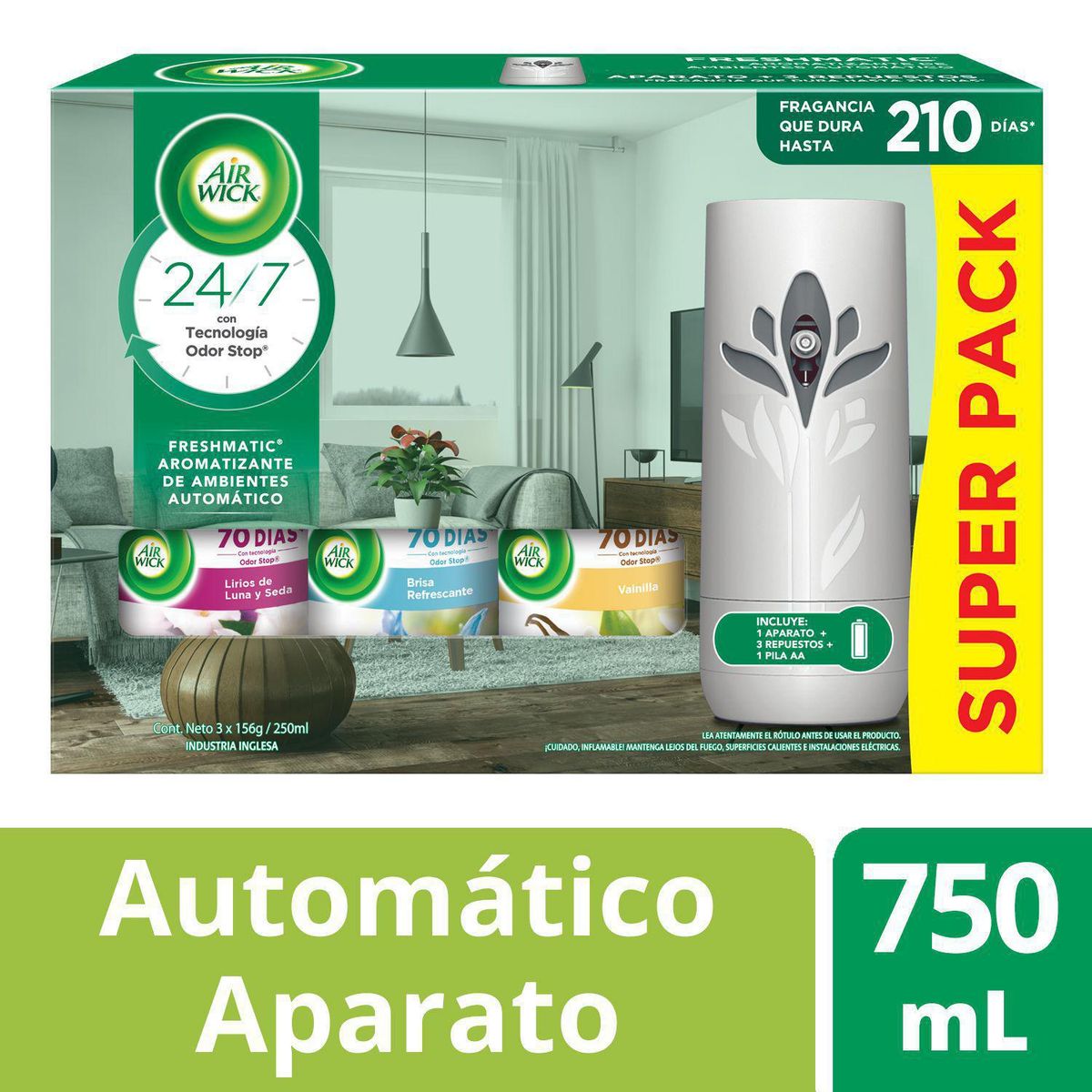 AIRWICK - Pack Airwick Freshmatic Aparato Automático + 3 Repuestos Fragancia