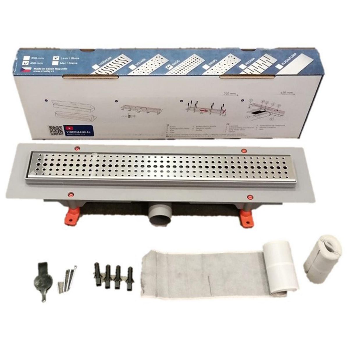 CHUDEJ - Desague lineal rectangular 45 cm con sifon rejilla Basic