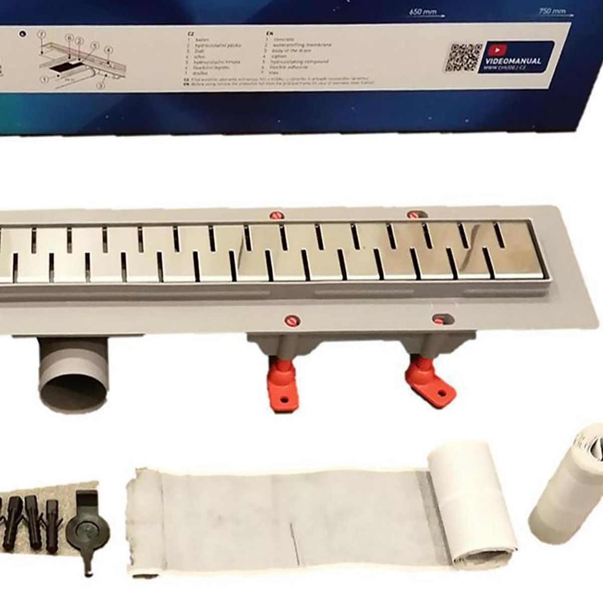 CHUDEJ - Desague lineal rectangular 65 cm con sifon rejilla Medium