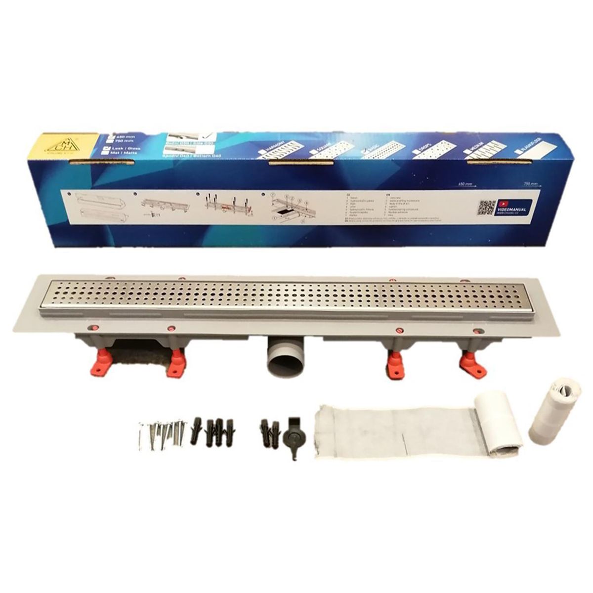 CHUDEJ - Desague lineal rectangular 65 cm con sifon rejilla Basic