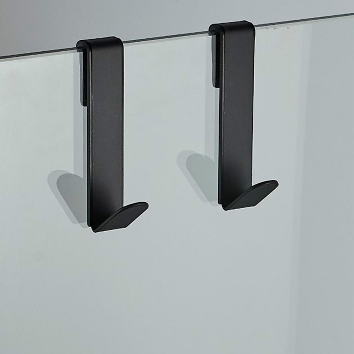 KLIPEN - Dos perchas simple para mampara negro mate