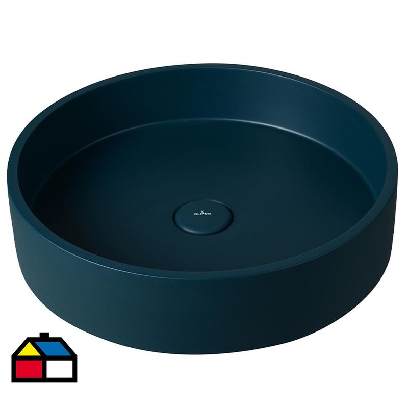 KLIPEN - Lavamanos Sobrepuesto Forma Redonda Mármol 42.5x42.5x10 cm Azul Marino